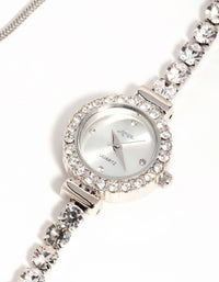 Silver Diamante Bolo Watch - link has visual effect only