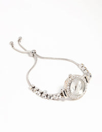 Silver Diamante Bolo Watch - link has visual effect only