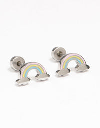 Kids Surgical Steel Rainbow Flat Back Earrings - link has visual effect only