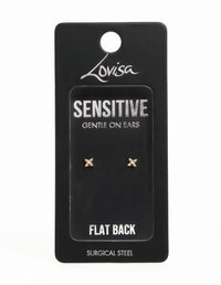 Gold Plated Surgical Steel Diamante Clover Flat Back Earrings - link has visual effect only