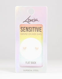 Kids Gold Plated Surgical Steel Diamante Butterfly Flat Back Earrings - link has visual effect only