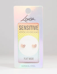 Kids Gold Plated Surgical Steel Bow Flat Back Earrings - link has visual effect only