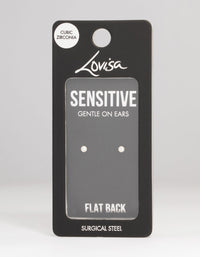 Kids Gold Plated Surgical Steel Cubic Zirconia Flat Back Earrings - link has visual effect only