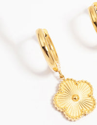Waterproof Gold Plated Stainless Steel Flower Drop Hoop Earrings - link has visual effect only