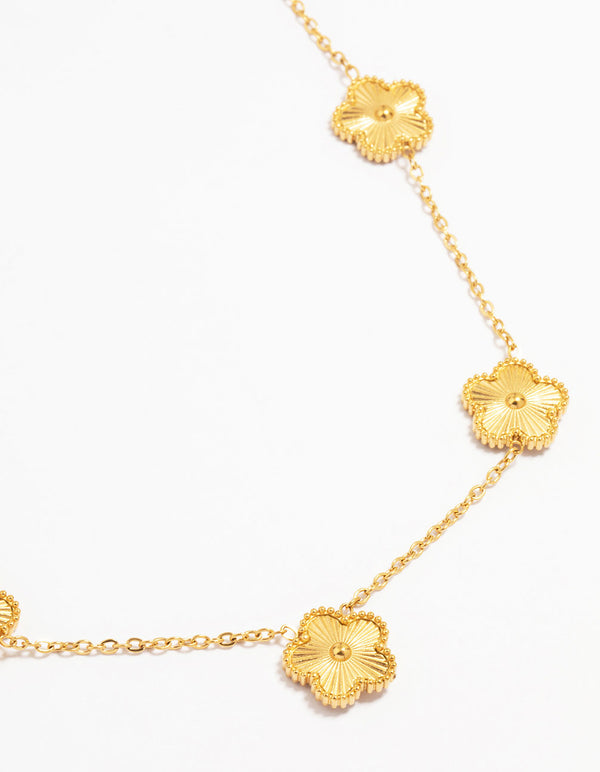 Waterproof Gold Plated Stainless Flower Pendant Necklace