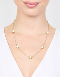 Waterproof Gold Plated Stainless Shell Petal Flower Pendant Necklace - link has visual effect only