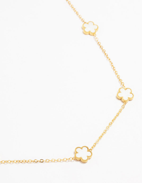 Waterproof Gold Plated Stainless Shell Petal Flower Pendant Necklace