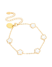 Waterproof Gold Plated Stainless Steel Flower Station Bracelet - link has visual effect only