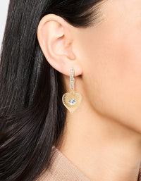 Gold Diamante Heart Hoop Earrings - link has visual effect only