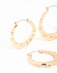 Gold Bamboo Hoop Earrings 3-Pack - link has visual effect only