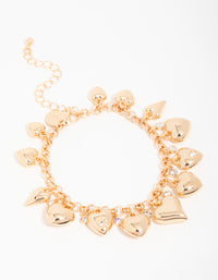 Gold Diamante Heart Charm Bracelet - link has visual effect only