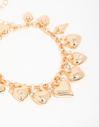 Gold Diamante Heart Charm Bracelet - link has visual effect only