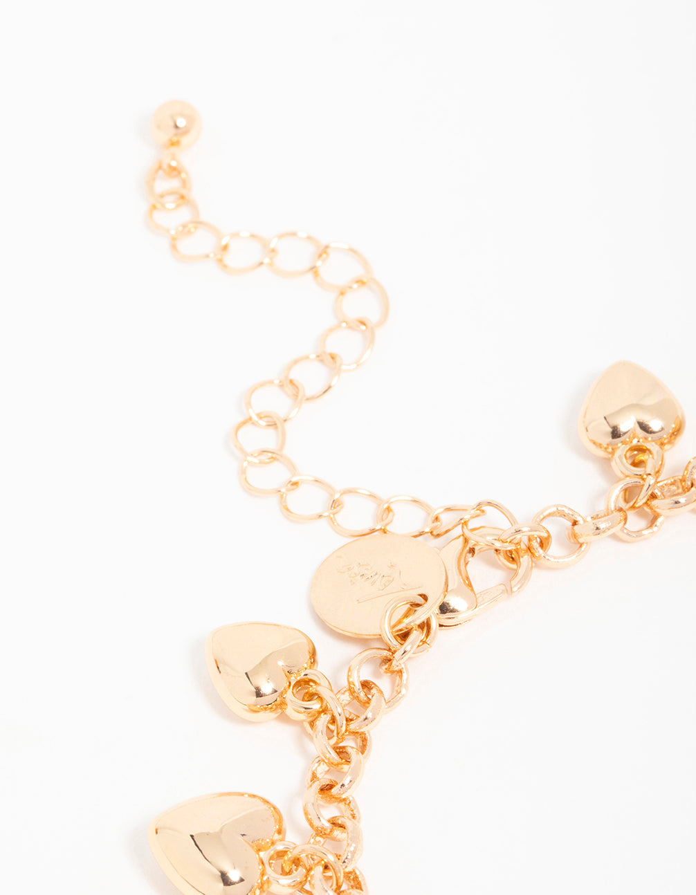Gold Diamante Heart Charm Bracelet