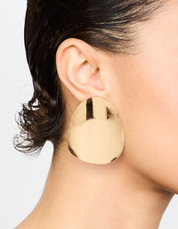 Gold Plated Oversized Disc Statement Stud Earrings - link has visual effect only