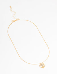 Gold Textured Heart Pendant Necklace - link has visual effect only