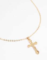 Gold Molten Cross Pendant Necklace - link has visual effect only