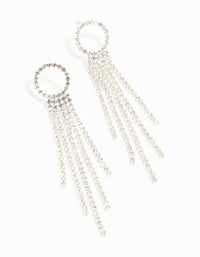 Silver Diamante Open Circle Cupchain Drop Earrings - link has visual effect only