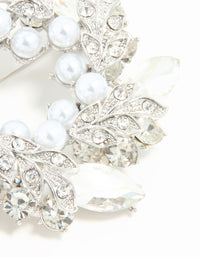 Silver Diamante Pearl Wreath Brooch - link has visual effect only