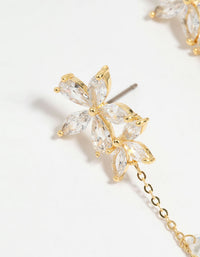 Gold Plated Cubic Zirconia Flower Chain Drop Earrings - link has visual effect only