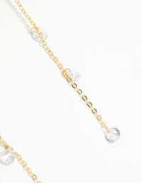 Gold Plated Cubic Zirconia Flower Chain Drop Earrings - link has visual effect only