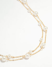 Gold Plated Pearl  Layered Necklace - link has visual effect only