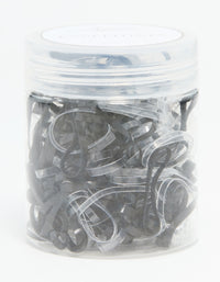 Black & Clear Elastic Hair Ties 300-Pack - link has visual effect only