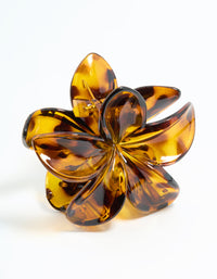 Neutral Acrylic Frangipani Flower Claw Clip - link has visual effect only