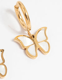 Waterproof Gold Plated Stainless Steel Butterfly Hoop Earrings - link has visual effect only