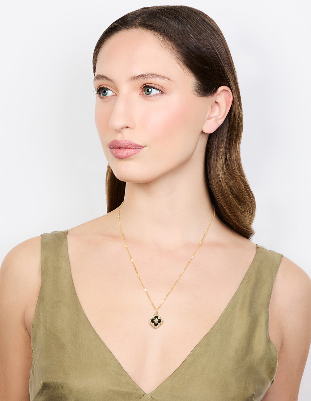 Waterproof Gold Plated Stainless Steel Flower Enamel Pendant Necklace
