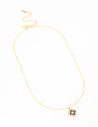 Waterproof Gold Plated Stainless Steel Flower Enamel Pendant Necklace - link has visual effect only