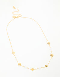 Waterproof Gold Plated Stainless Steel Pearl & Clover Pendant Necklace - link has visual effect only