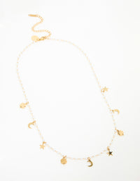 Waterproof Gold Plated Stainless Steel Clover Star & Moon Charm Necklace - link has visual effect only