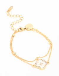 Waterproof Gold Plated Stainless Steel Flower Enamel Layered Bracelet - link has visual effect only