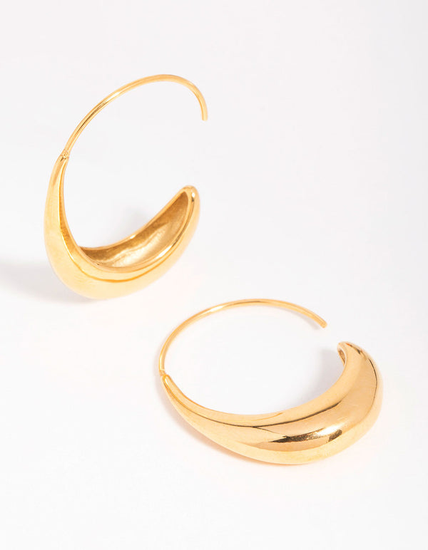 Waterproof Gold Plated Stainless Steel Thick Half Hoop Earrings