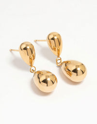 Waterproof Gold Plated Stainless Steel Double Drop Earrings - link has visual effect only