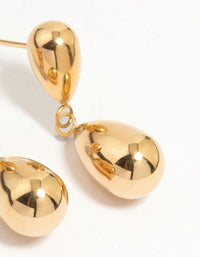 Waterproof Gold Plated Stainless Steel Double Drop Earrings - link has visual effect only