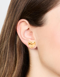 Waterproof Gold Plated Stainless Steel Molten Heart Stud Earrings - link has visual effect only
