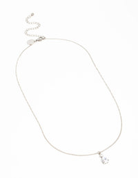 Waterproof Stainless Steel Cubic Zirconia Pear Pendant Necklace - link has visual effect only