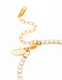 Waterproof Gold Plated Stainless Steel Cubic Zirconia Tennis Bracelet - link has visual effect only