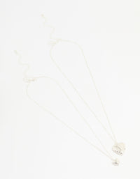 Silver Plated Heart Pendant Necklaces 2-Pack - link has visual effect only