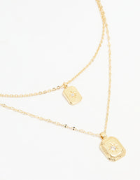 Gold Plated Cubic Zirconia Celestial Layered Necklace - link has visual effect only