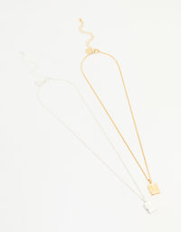 Gold & Silver Plated Locket Pendant Necklaces 2-Pack - link has visual effect only