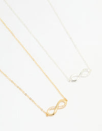 Mixed Metal Infinity Cubic Zirconia Pendant Necklaces 2-Pack - link has visual effect only