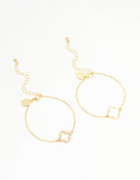 Gold Plated Flower Bracelets 2-Pack - link has visual effect only