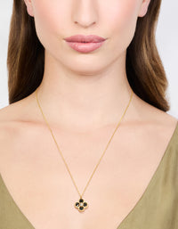 Waterproof Gold Plated Stainless Steel Black Flower Pendant Necklace - link has visual effect only