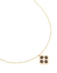 Waterproof Gold Plated Stainless Steel Black Flower Pendant Necklace - link has visual effect only