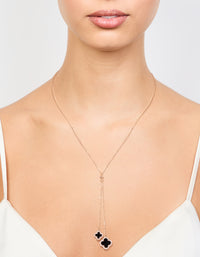 Gold Cubic Zirconia Black Flower Y-Necklace - link has visual effect only