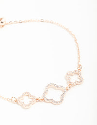 Rose Gold Cubic Zirconia Flower Trio Bracelet - link has visual effect only