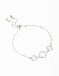 Silver Cubic Zirconia Flower Trio Bracelet - link has visual effect only