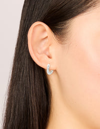 Waterproof Stainless Steel Cubic Zirconia Round Clicker Huggie earrings - link has visual effect only